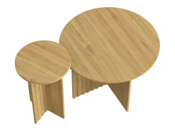Conjunto de 2 mesas de centro modernas em madeira - Mesas de centro redondas com design escandinavo - 76x76x50cm
