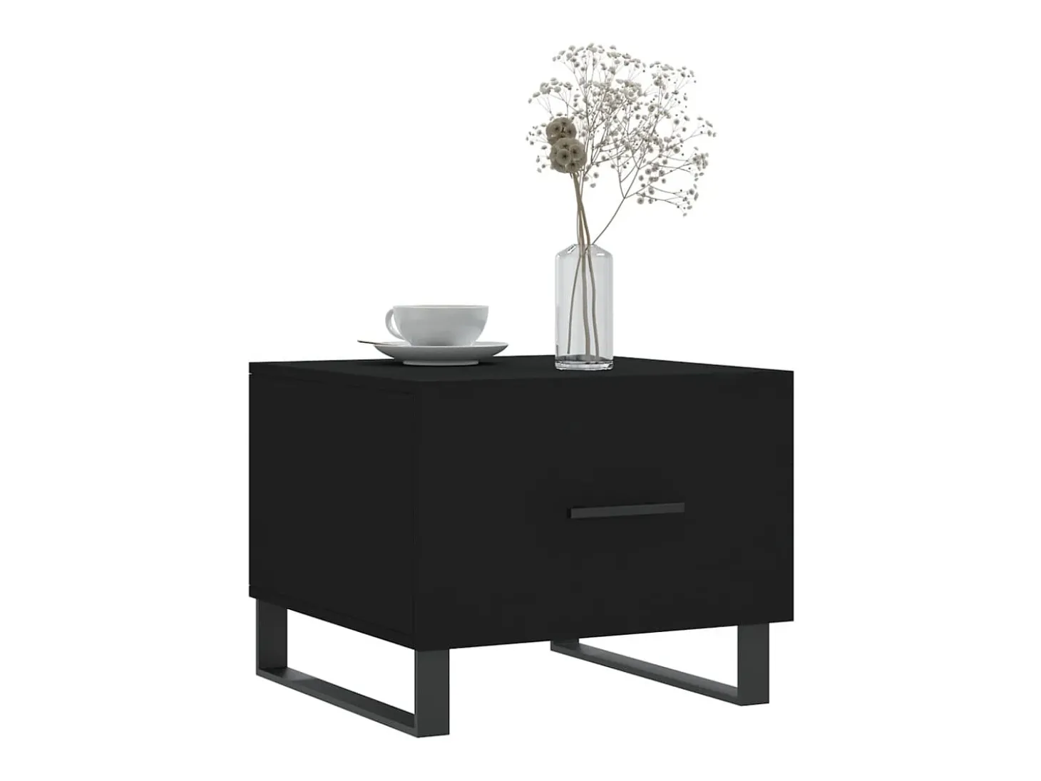 Conjunto de 2 Mesas de Centro | Mesa de apoio | Mesa de café 50x50x40 cm madeira processada preto