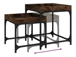 Conjunto de 2 Mesas de Centro | Mesa de apoio | Mesa de café derivados de madeira carvalho fumado