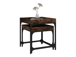 Conjunto de 2 Mesas de Centro | Mesa de apoio | Mesa de café derivados de madeira carvalho fumado