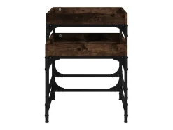 Conjunto de 2 Mesas de Centro | Mesa de apoio | Mesa de café derivados de madeira carvalho fumado