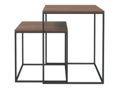 Conjunto de 2 Mesas de Centro | Mesa de apoio derivados de madeira e metal