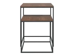 Conjunto de 2 Mesas de Centro | Mesa de apoio derivados de madeira e metal