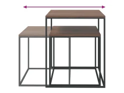 Conjunto de 2 Mesas de Centro | Mesa de apoio derivados de madeira e metal