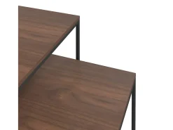 Conjunto de 2 Mesas de Centro | Mesa de apoio derivados de madeira e metal