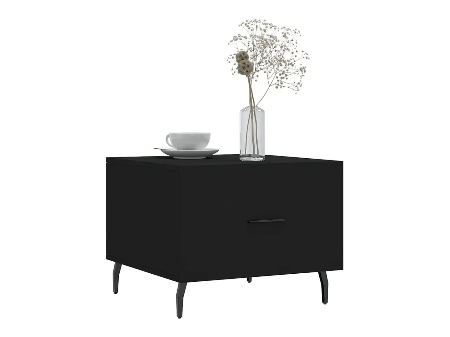 Conjunto de 2 Mesas de Centro | Mesa de apoio | Mesa de café 50x50x40 cm madeira processada preto