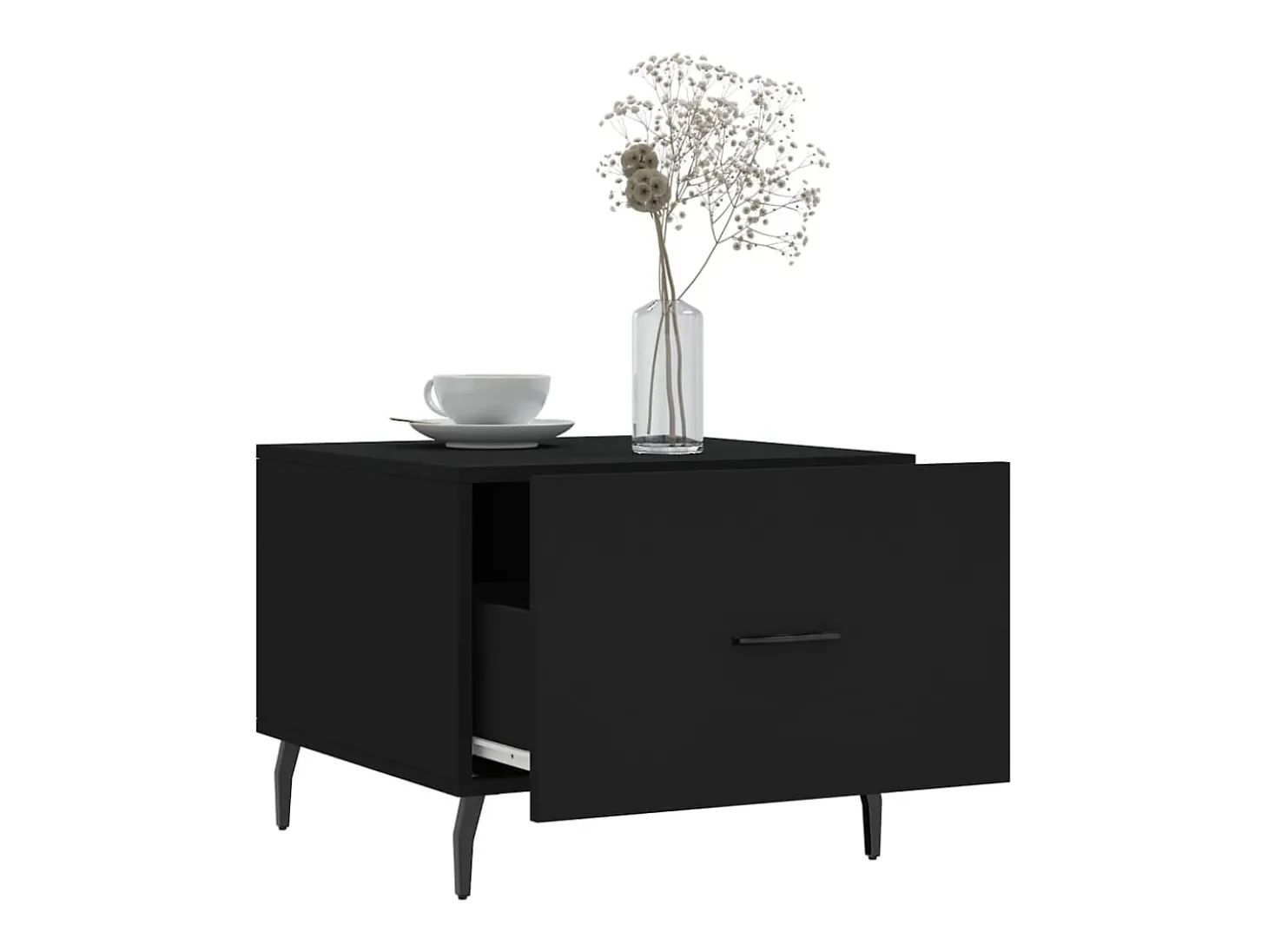 Conjunto de 2 Mesas de Centro | Mesa de apoio | Mesa de café 50x50x40 cm madeira processada preto