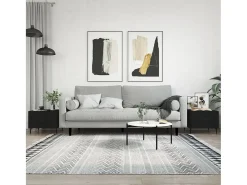 Conjunto de 2 Mesas de Centro | Mesa de apoio | Mesa de café 50x50x40 cm madeira processada preto