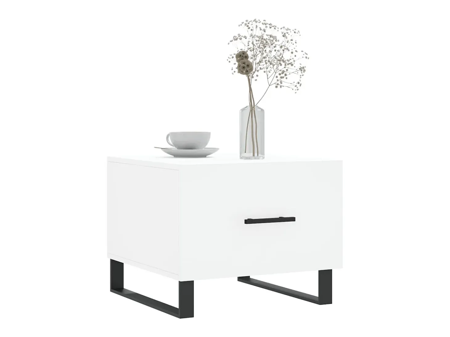Conjunto de 2 Mesas de Centro | Mesa de apoio | Mesa de café 50x50x40 cm madeira processada branco