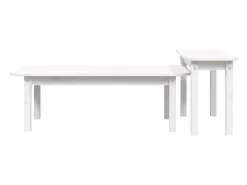 Conjunto de 2 Mesas de Centro | Mesa de apoio pinho maciço branco