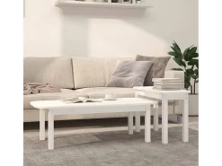 Conjunto de 2 Mesas de Centro | Mesa de apoio pinho maciço branco