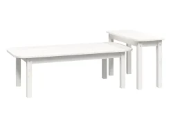 Conjunto de 2 Mesas de Centro | Mesa de apoio pinho maciço branco