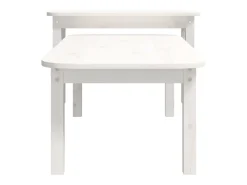 Conjunto de 2 Mesas de Centro | Mesa de apoio pinho maciço branco