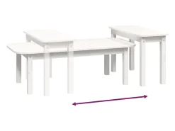 Conjunto de 2 Mesas de Centro | Mesa de apoio pinho maciço branco