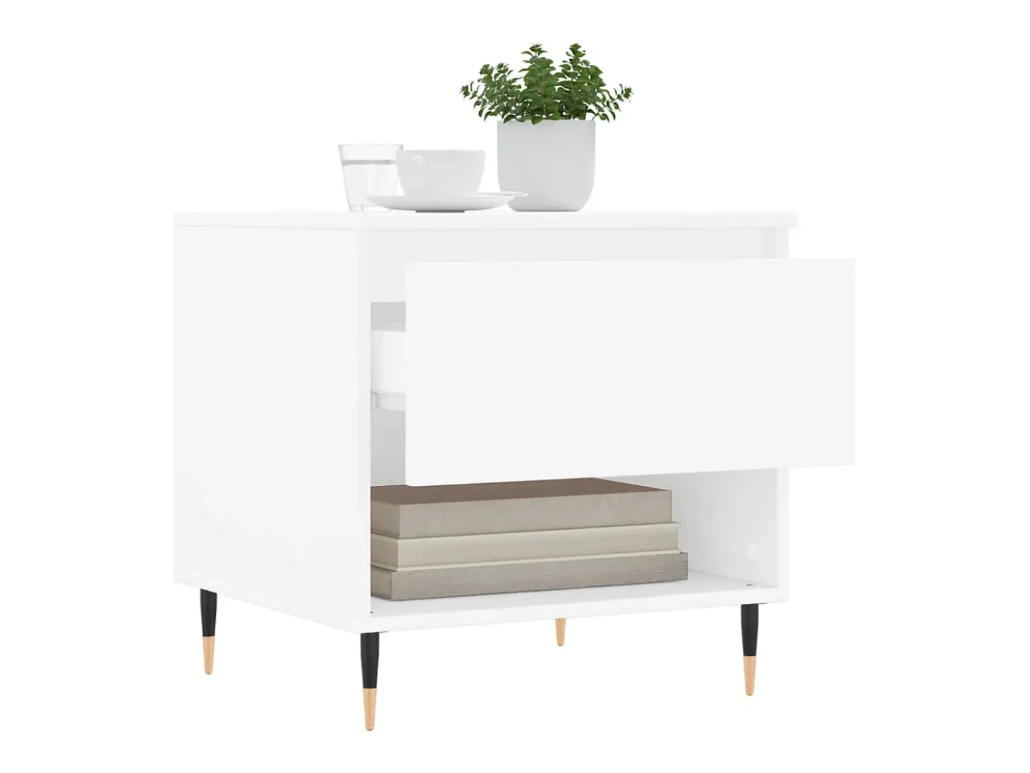 Conjunto de 2 Mesas de Centro | Mesa de apoio | Mesa de café 50x46x50 cm derivados de madeira branco