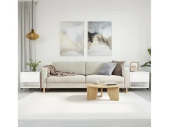 Conjunto de 2 Mesas de Centro | Mesa de apoio | Mesa de café 50x46x50 cm derivados de madeira branco