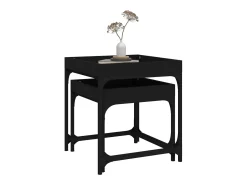 Conjunto de 2 Mesas de Centro | Mesa de apoio | Mesa de café derivados de madeira preto