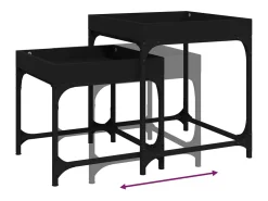 Conjunto de 2 Mesas de Centro | Mesa de apoio | Mesa de café derivados de madeira preto