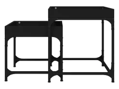 Conjunto de 2 Mesas de Centro | Mesa de apoio | Mesa de café derivados de madeira preto