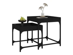 Conjunto de 2 Mesas de Centro | Mesa de apoio | Mesa de café derivados de madeira preto
