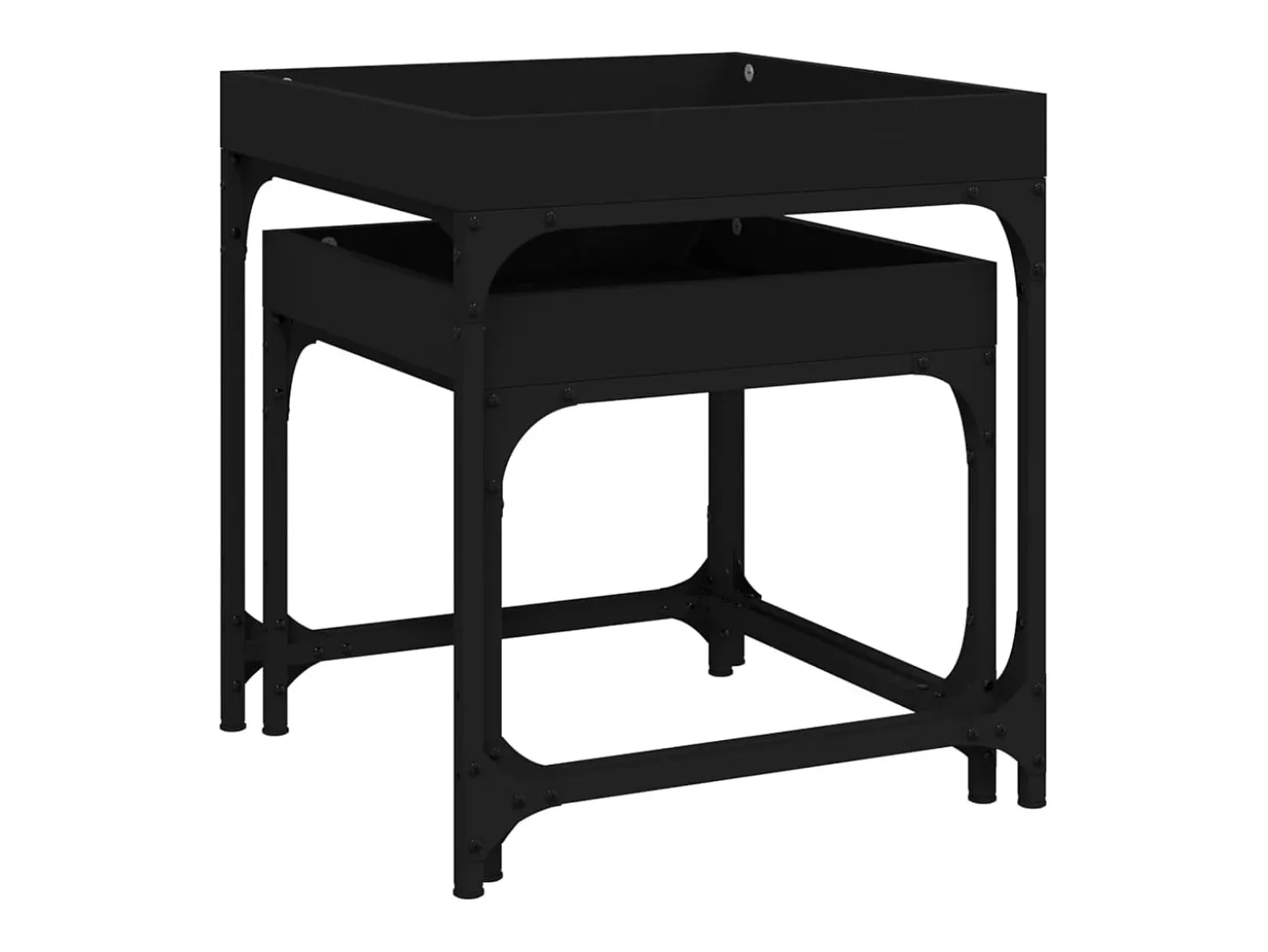 Conjunto de 2 Mesas de Centro | Mesa de apoio | Mesa de café derivados de madeira preto