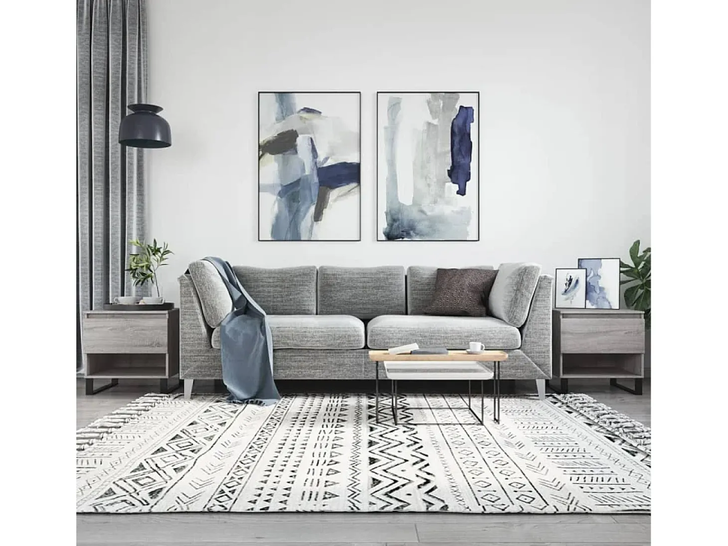 Conjunto de 2 Mesas de Centro | Mesa de apoio | Mesa de café 50x46x50cm deriv. madeira cinzento sonoma