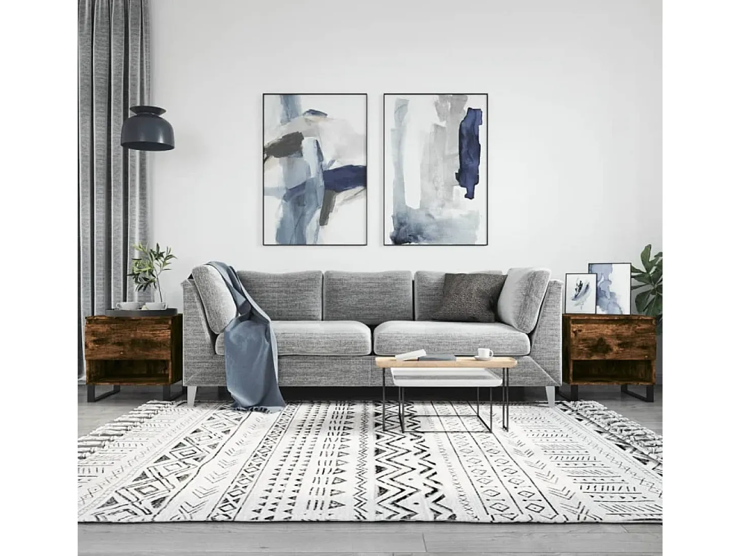 Conjunto de 2 Mesas de Centro | Mesa de apoio | Mesa de café 50x46x50cm deriv. madeira carvalho fumado