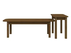 Conjunto de 2 Mesas de Centro | Mesa de apoio pinho maciço castanho mel
