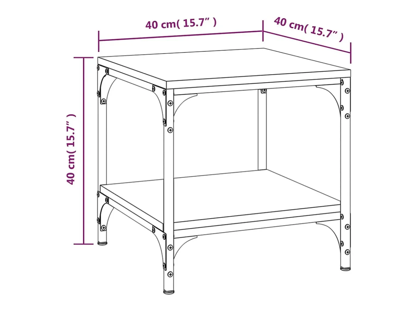 Conjunto de 2 Mesas de Centro | Mesa de apoio | Mesa de café 40x40x40 cm derivados madeira fumado