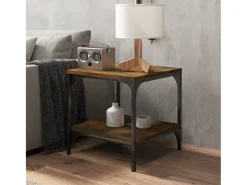 Conjunto de 2 Mesas de Centro | Mesa de apoio | Mesa de café 40x40x40 cm derivados madeira fumado