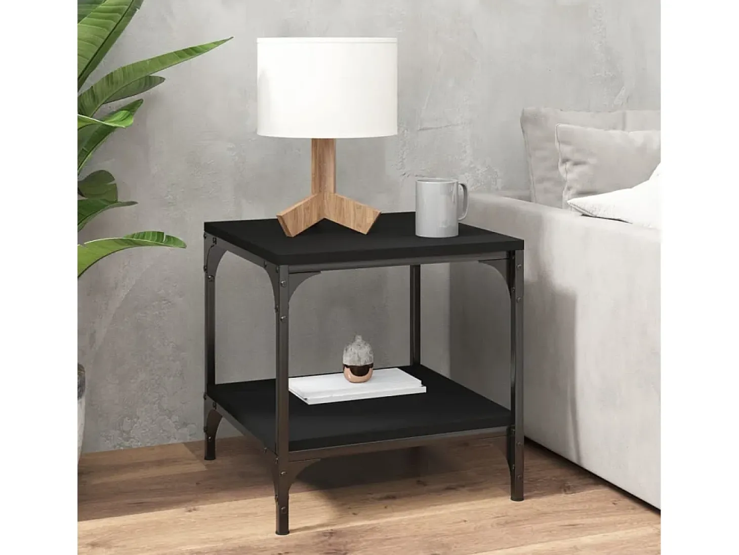 Conjunto de 2 Mesas de Centro | Mesa de apoio | Mesa de café 40x40x40 cm derivados de madeira preto