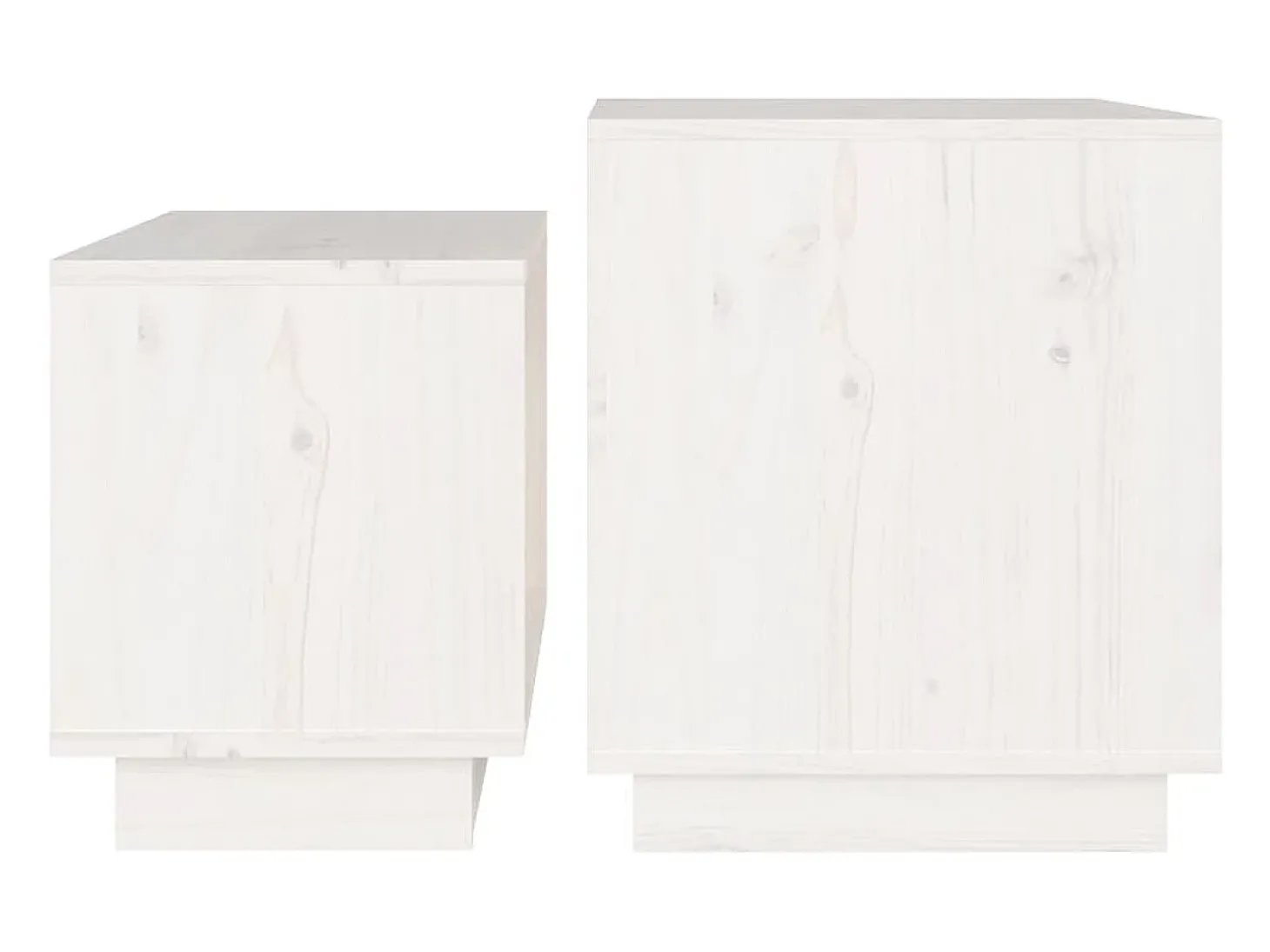 Conjunto de 2 Mesas de Centro | Mesa de apoio de encastrar pinho maciço branco