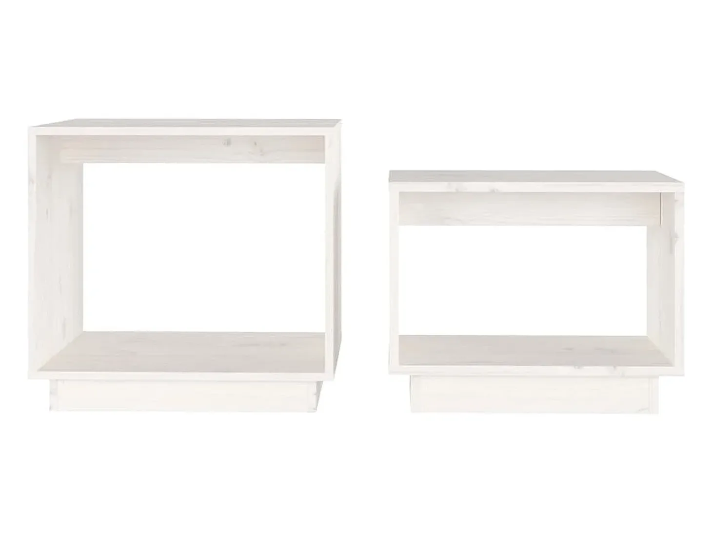 Conjunto de 2 Mesas de Centro | Mesa de apoio de encastrar pinho maciço branco