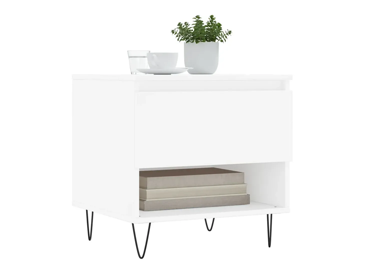 Conjunto de 2 Mesas de Centro | Mesa de apoio | Mesa de café 50x46x50 cm derivados de madeira branco