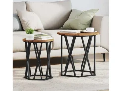 Conjunto de 2 Mesas de Centro | Mesa de apoio | Mesa de café Madeira antiga 50x50x50 cm