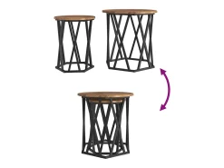 Conjunto de 2 Mesas de Centro | Mesa de apoio | Mesa de café Madeira antiga 50x50x50 cm