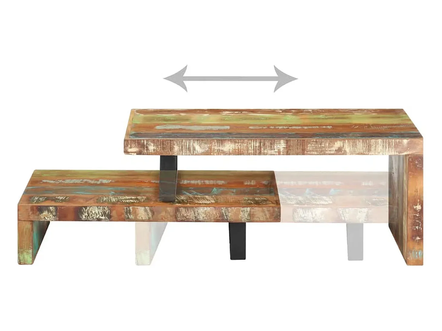 Conjunto de 2 Mesas de Centro | Mesa de apoio madeira recuperada maciça