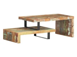 Conjunto de 2 Mesas de Centro | Mesa de apoio madeira recuperada maciça