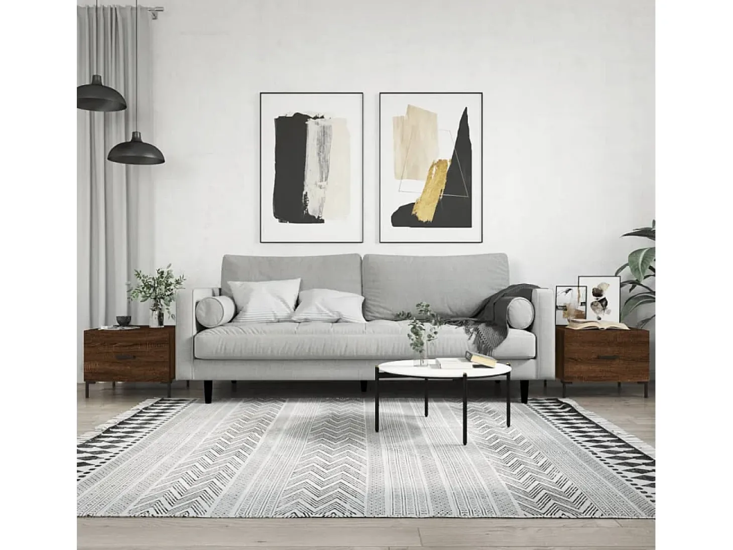 Conjunto de 2 Mesas de Centro | Mesa de apoio | Mesa de café 50x50x40 cm madeira proc. carvalho castanho