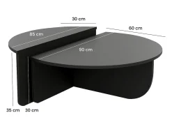 Conjunto de 2 mesas de centro de encaixar preto - ALOEVA