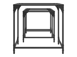 Conjunto de 2 Mesas de Centro Baixas | Mesa de apoio c/ tampo vidro transparente aço