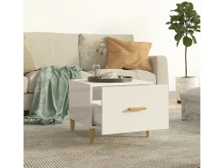Conjunto de 2 Mesas de Centro | Mesa de apoio 50x50x40 cm branco brilhante