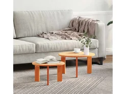 Conjunto de 2 Mesas de Centro | Mesa de apoio Castanho-mel 47.5x47.5x27 cm