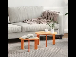 Conjunto de 2 Mesas de Centro | Mesa de apoio Castanho-mel 47.5x47.5x27 cm
