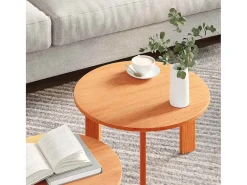 Conjunto de 2 Mesas de Centro | Mesa de apoio Castanho-mel 47.5x47.5x27 cm