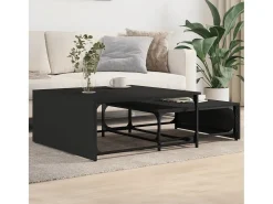 Conjunto de 2 Mesas de Centro Baixas | Mesa de apoio deriv.madeira/metal preto
