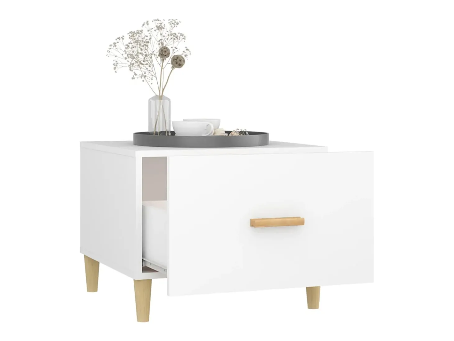 Conjunto de 2 Mesas de Centro | Mesa de apoio 50x50x40 cm madeira processada branco