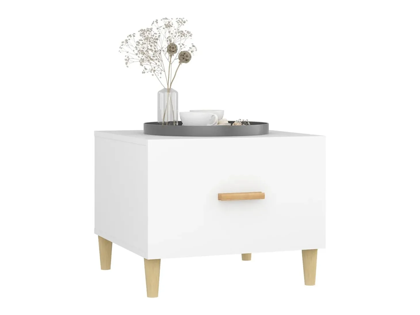 Conjunto de 2 Mesas de Centro | Mesa de apoio 50x50x40 cm madeira processada branco