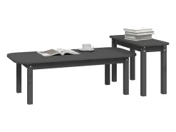 Conjunto de 2 Mesas de Centro | Mesa de apoio pinho maciço cinzento