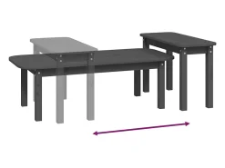 Conjunto de 2 Mesas de Centro | Mesa de apoio pinho maciço cinzento